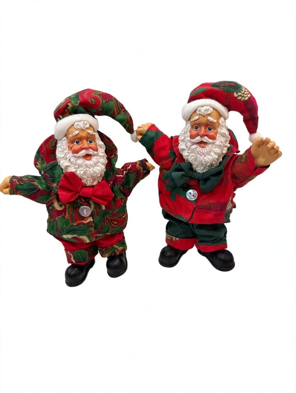 Vintage Possible Dreams Clothtique Santa Figurines Lot of 2 Santas Posable Resin